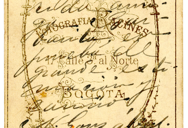 MEG_SOBRE_003_B / Reverso tarjeta de visita Nicanor González Uribe (papá) / 1886 / Papel mate / 10*6 / BYN